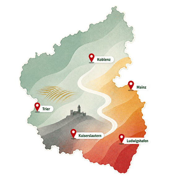 Karte von Rheinland-Pfalz – Erste-Hilfe-Inhouse-Kurse von KNIWAMED